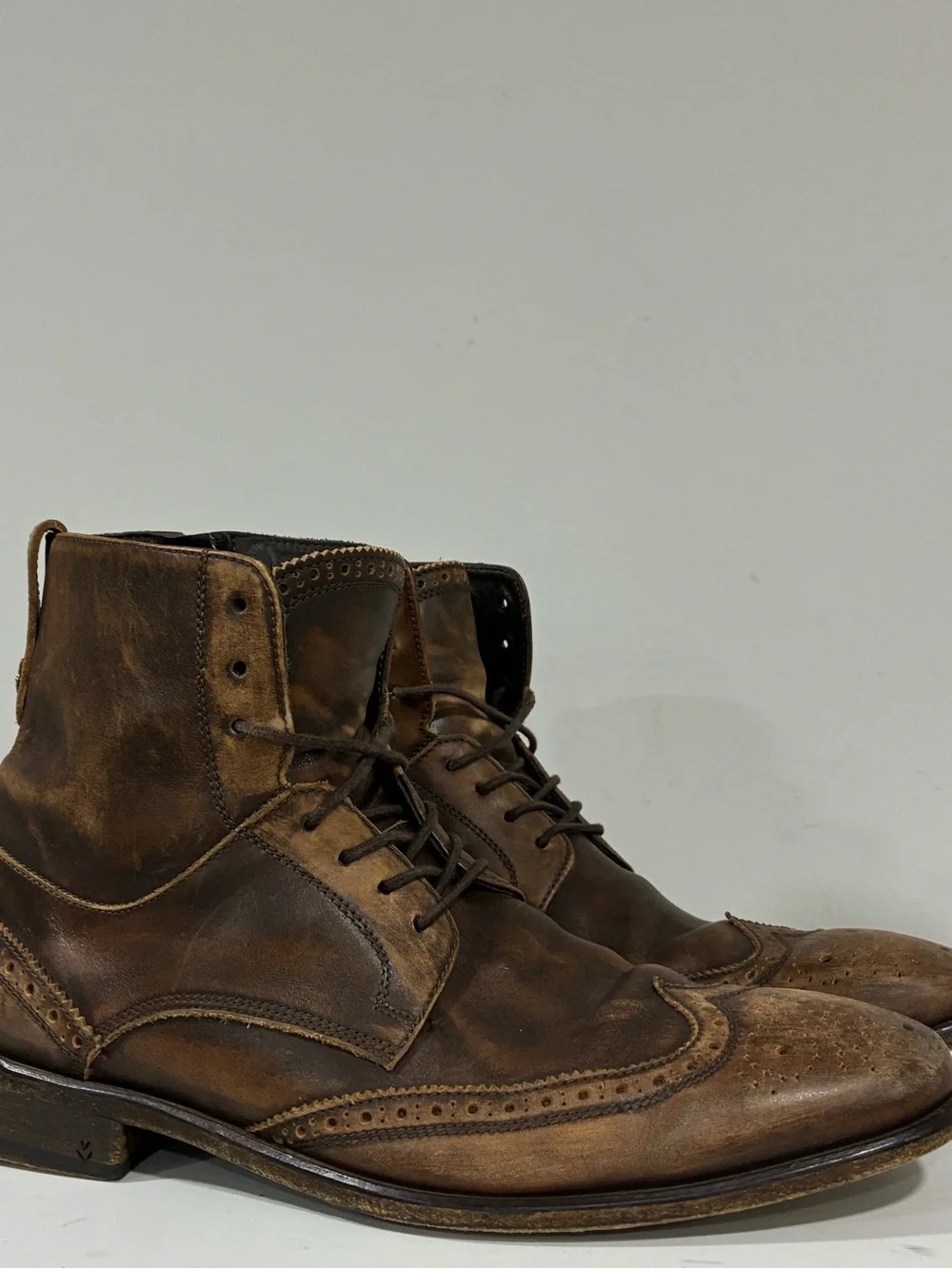 John Varvatos Collection Distressed Leather Boot Size EU 43 USA 10